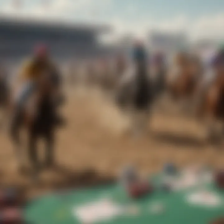 A vibrant scene of the infield party during the Preakness Stakes.