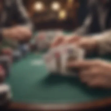 Close-up of a winning hand in a tense poker game