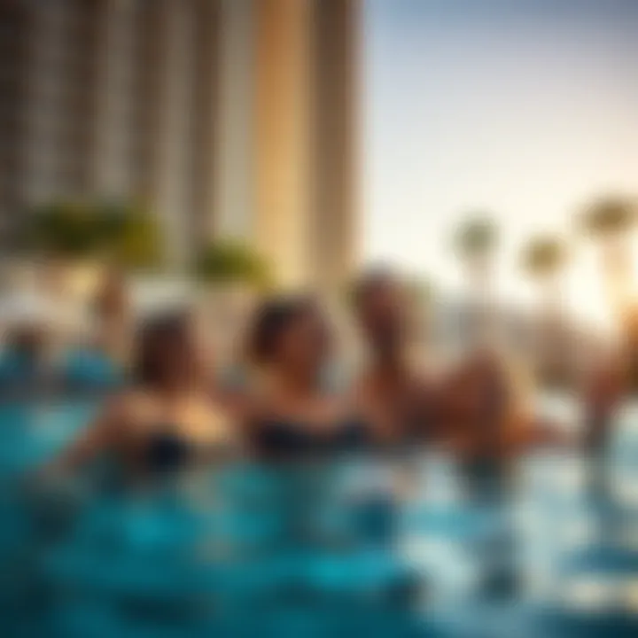Family enjoying a pool day at a resort without fees