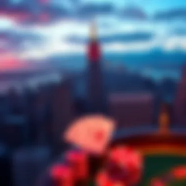 New York Skyline and Betting Elements Scenic view of New York skyline with betting motifs