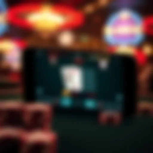 Mobile blackjack game interface showcasing various features