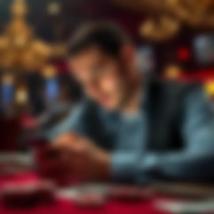 Strategizing for Success in Mobile Blackjack A player strategizing while engaging with a mobile blackjack app