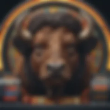 Buffalo Slot Machine Symbols A close-up view of a buffalo slot machine display showcasing vibrant symbols