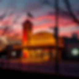Exterior view of Catfish Bend Casino at sunset