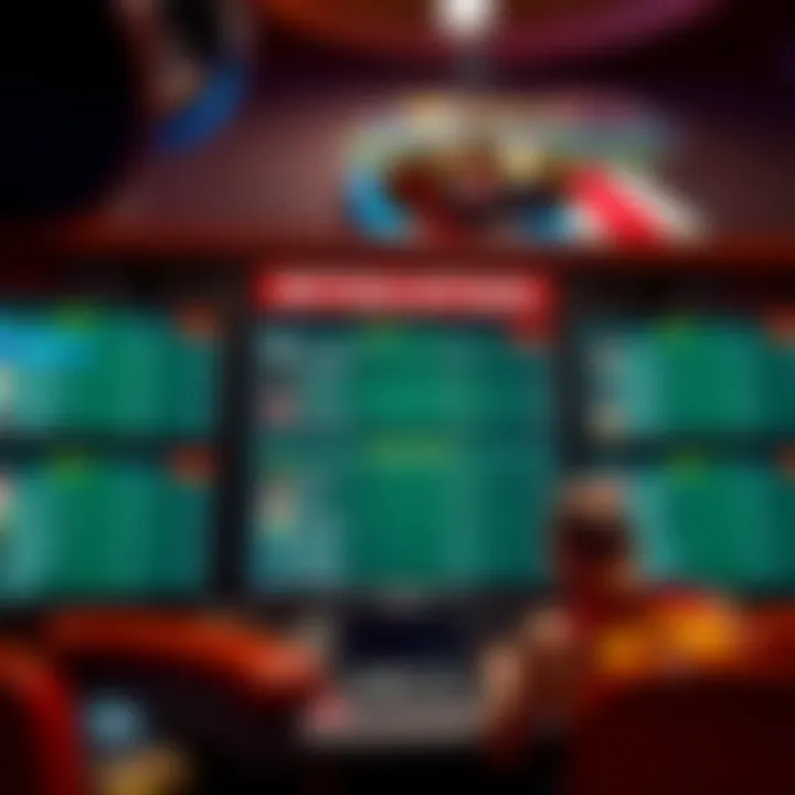 Diverse betting options displayed on a screen