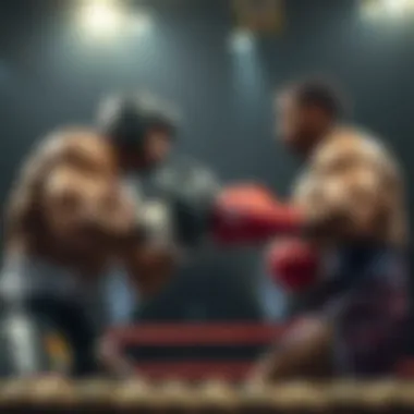 Dynamic boxing match in action