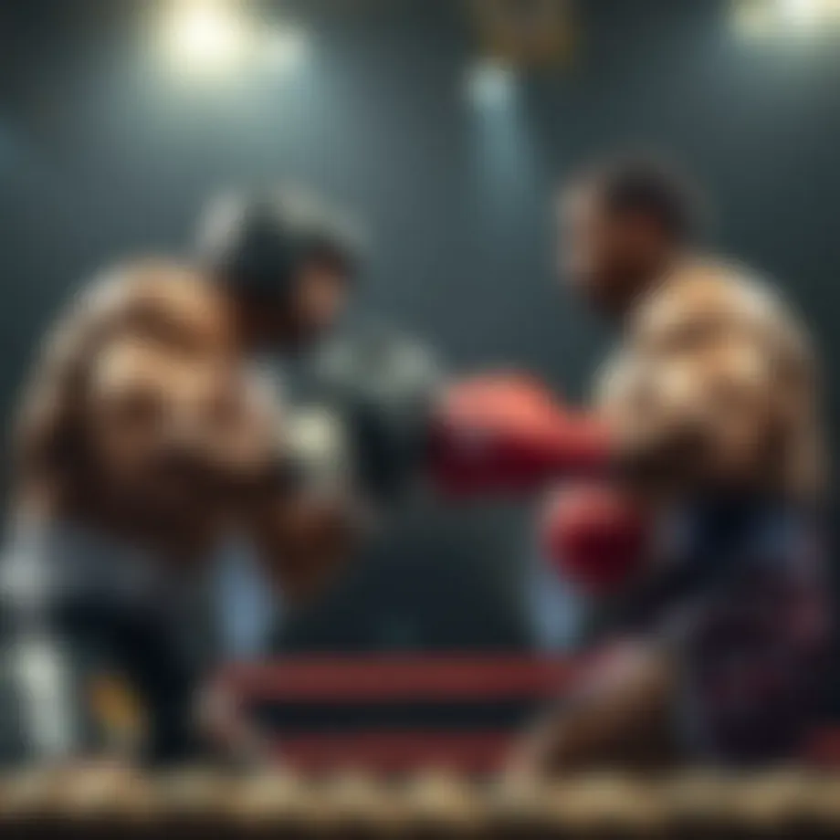 Dynamic boxing match in action