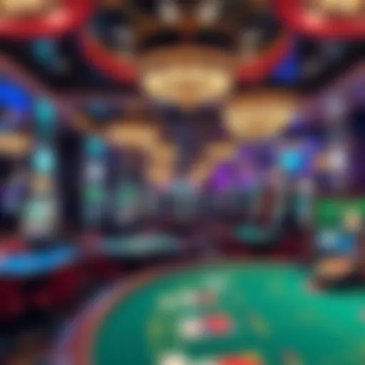 Luxurious casino interior showcasing vibrant gaming tables
