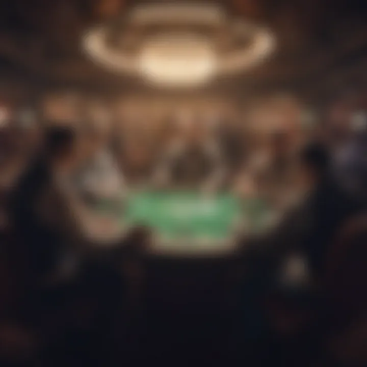 Players engaged in a thrilling poker game at an ESPN tournament table with dynamic lighting.