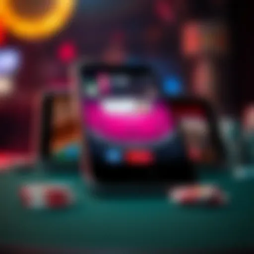 Engaging Blackjack App Interface on iPhone A sleek iPhone displaying a blackjack app interface with vibrant graphics.