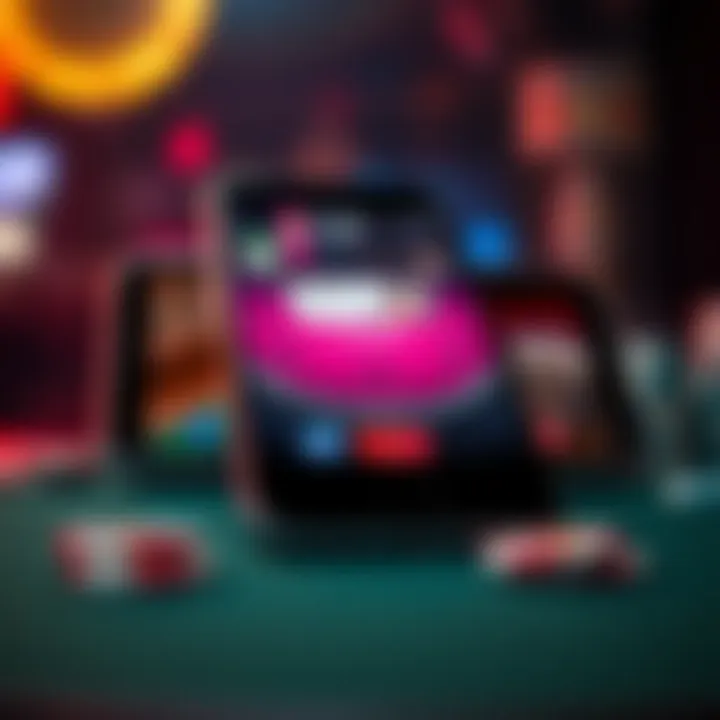 Engaging Blackjack App Interface on iPhone A sleek iPhone displaying a blackjack app interface with vibrant graphics.