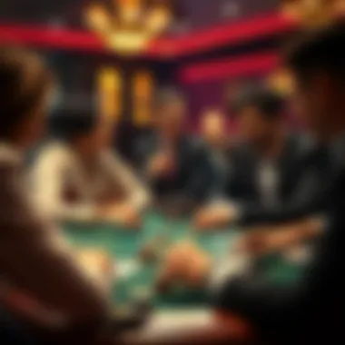 Engagement in Blackjack An engaging game of blackjack, highlighting player interactions and decisions.