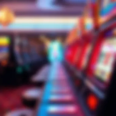 A vibrant slot machine with bright lights and dynamic symbols