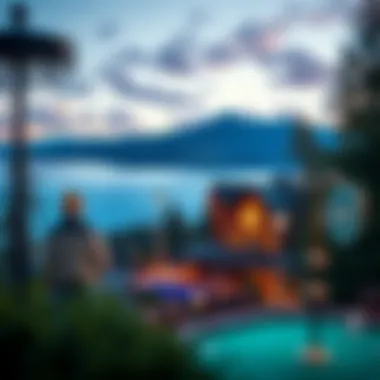 Scenic Casino View Near Lake Tahoe A scenic view of a casino amidst Lake Tahoe's natural beauty