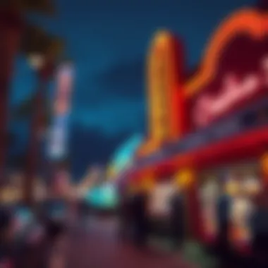 Vibrant Nightlife Outside Lake Tahoe Casino A vibrant nightlife scene outside a Lake Tahoe casino