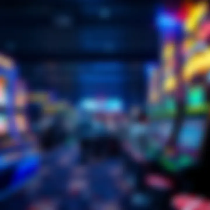 Digital Gaming Experience in Contemporary Casinos A modern casino floor with digital gaming machines and customer interactions