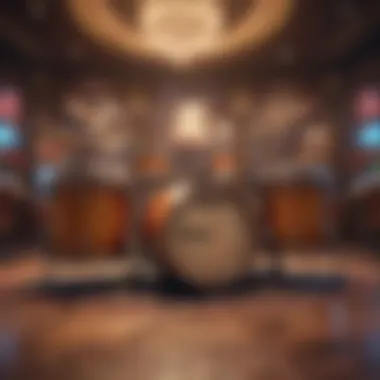 An immersive gaming environment showcasing the Dancing Drums theme.