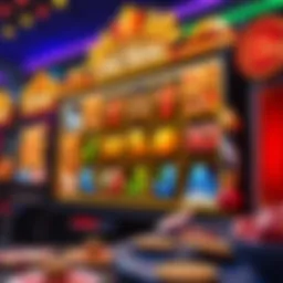 A vibrant online slot game interface showcasing various themes and symbols