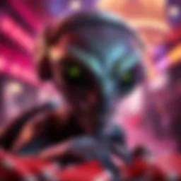 Visual representation of the alien theme in Invaders from the Planet Moolah slot game