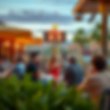 Outdoor dining scene with patrons enjoying the mild April weather