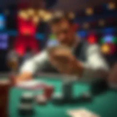 The Dealer's Role in One Card Poker A dealer showcasing chips and cards in a gambling environment