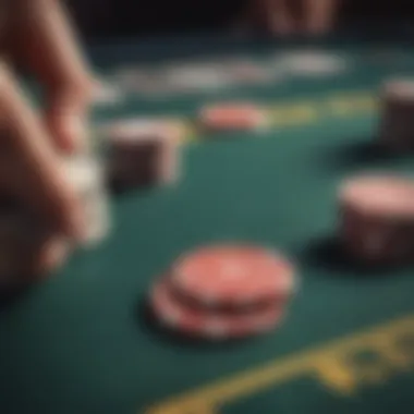 A close-up of poker chips and cards illustrating strategy