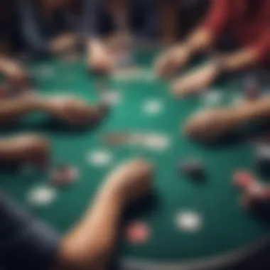 A vibrant online poker table with players engaged in action