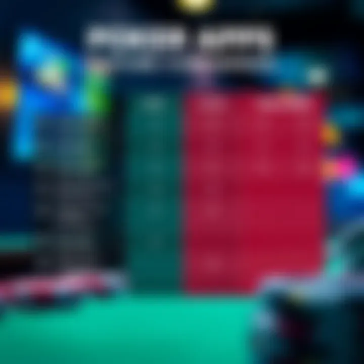 Poker Apps Feature Comparison Comparison chart illustrating key features of top poker apps