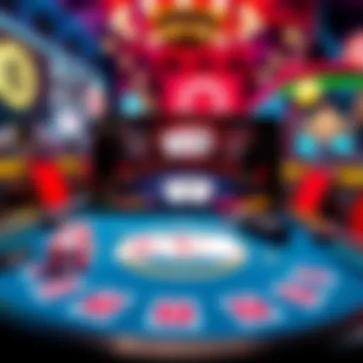 A vibrant interface of a poker app showcasing a virtual table setup