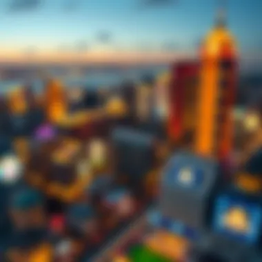 Aerial view of Atlantic City skyline showcasing casino lights