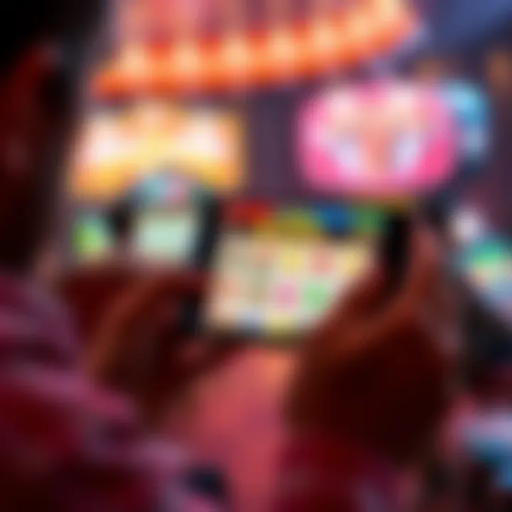 Engaging Mobile Gaming Experience User enjoying a virtual gaming experience on a smartphone