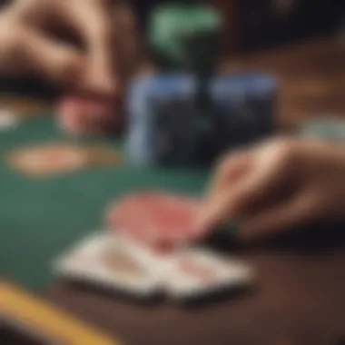 A close-up of unique tournament chips and cards