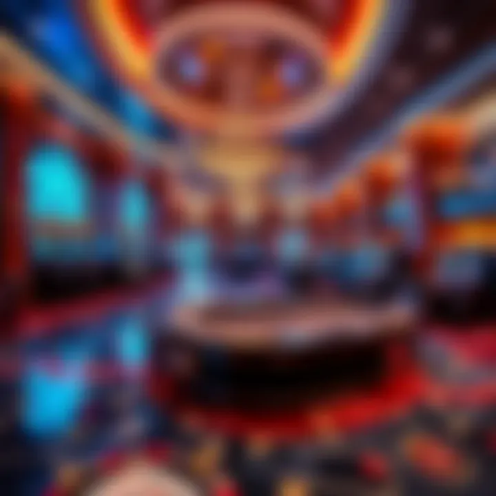 Luxurious Casino Lobby in Canada A stunning view of a luxurious casino lobby in Canada showcasing opulent decor and vibrant atmospheres.