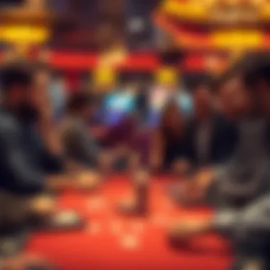 Lively Poker Game Group of friends enjoying a lively poker game at a casino