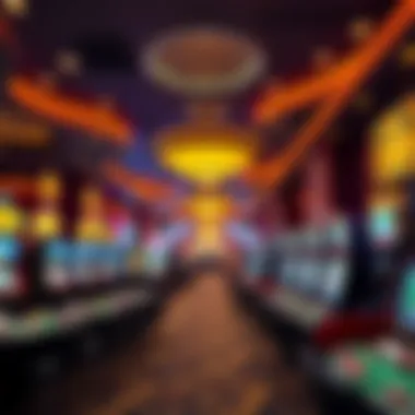 Inside view of a luxurious gaming floor with vibrant lights