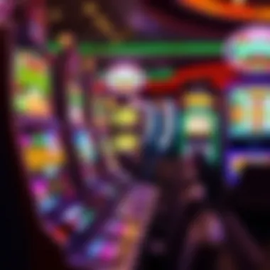 Slot machines with bright screens in a casino