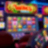 Colorful WMS slot game interface showcasing vibrant graphics and themes.
