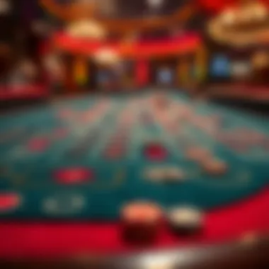 Field Bet Area on Craps Table Craps table showcasing field bet area