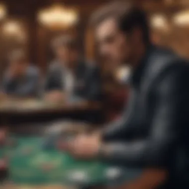 A player contemplating their move in a poker game