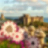 A scenic view of a famous Irish landmark with betting symbols overlay