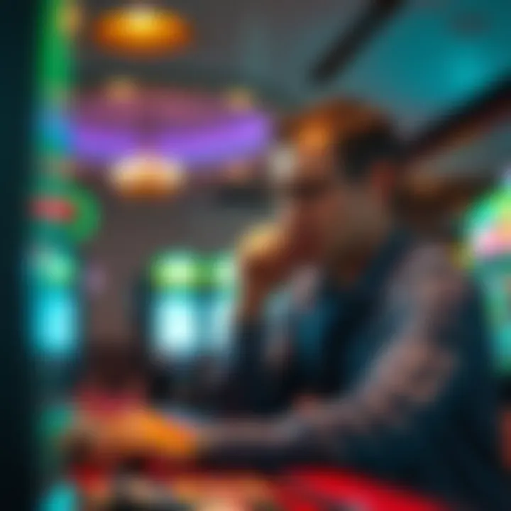 A thoughtful player analyzing keno odds and strategies