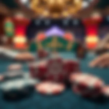 Monte Carlo Poker Club Chips in Gameplay A vibrant poker table scene featuring the Monte Carlo Poker Club chips in action during gameplay.
