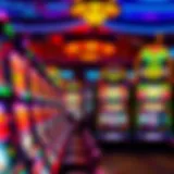 Vibrant slot machine display with colorful lights
