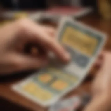 A close-up view of a player scratching off an Ohio Lottery instant ticket revealing potential winnings.