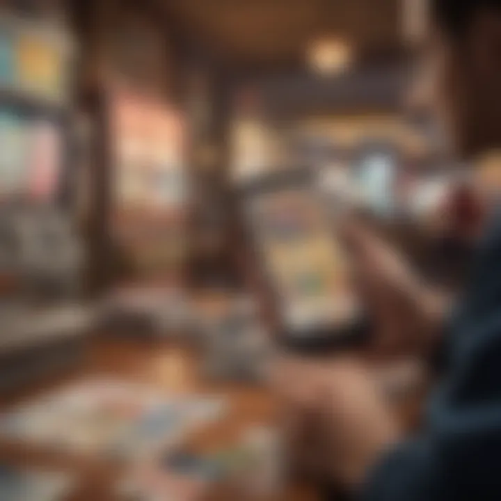 A person using a smartphone to buy lottery tickets online