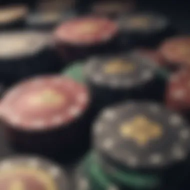 Material Texture of Casino Poker Chips Close-up view of poker chips demonstrating material texture