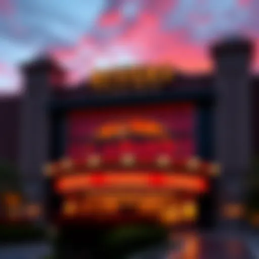 A stunning view of the Rivers Casino facade at sunset