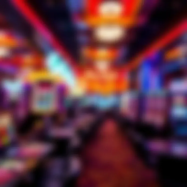 Interior gaming floor filled with vibrant gaming tables and slot machines