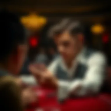 A thoughtful depiction of a player contemplating their cards