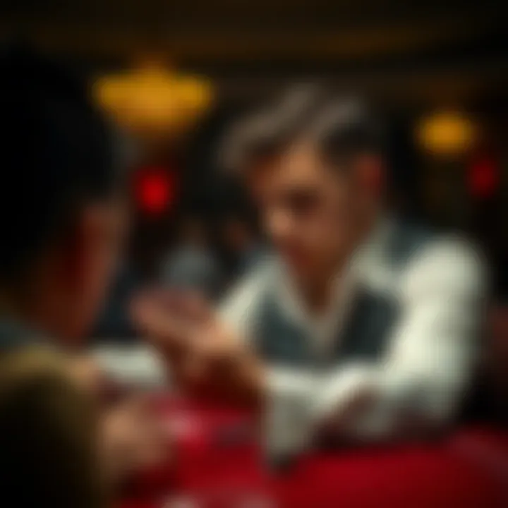 A thoughtful depiction of a player contemplating their cards